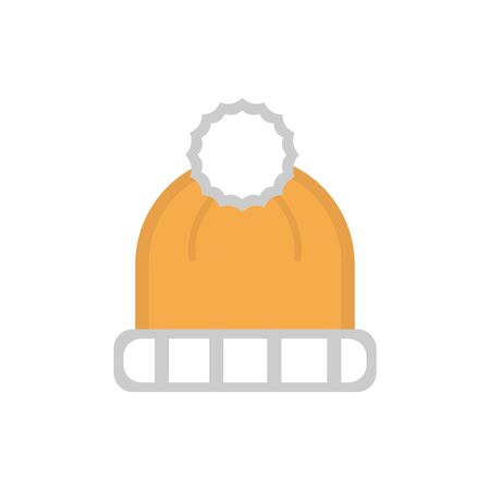warm yellow hat decoration happy christmas icon vector illustrationのイラスト素材