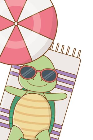 cute animal enjoying summer vacationsのイラスト素材