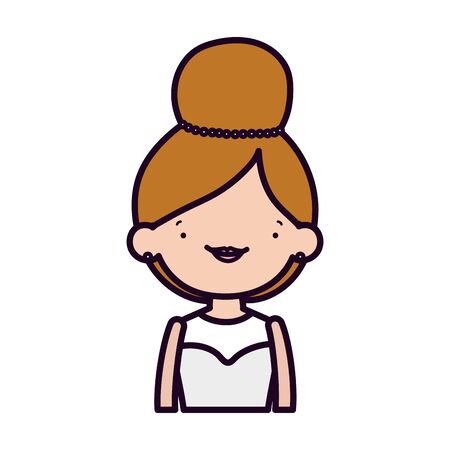 wedding bride woman elegant dress cartoon character portrait vector illustrationのイラスト素材