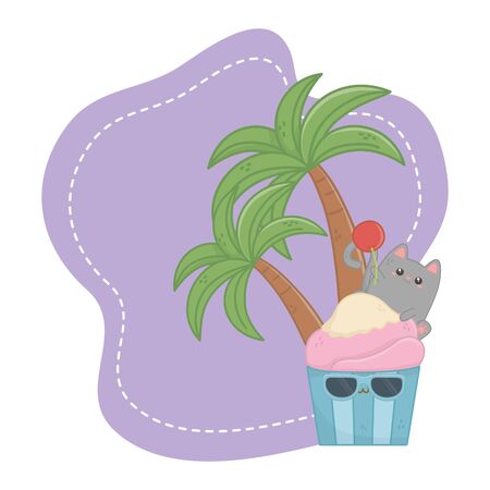 Cartoons design, Kawaii expression cute character funny and emoticon theme Vector illustrationのイラスト素材