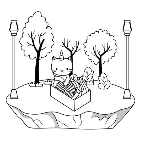 Unicorn cat cartoon design, Magic fantasy fairytale childhood and animal theme Vector illustrationのイラスト素材