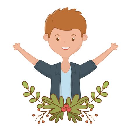 Teenager boy design, person portrait young youth student and teen theme Vector illustrationのイラスト素材