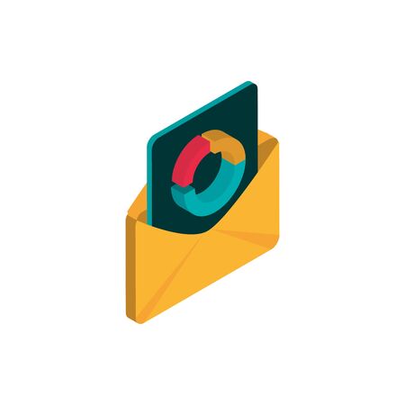 email report diagram advertising commerce marketing icon isometricのイラスト素材