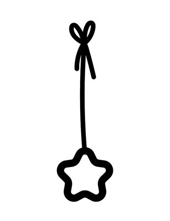 baby shower cute star hanging ribbon vector illustration line styleのイラスト素材