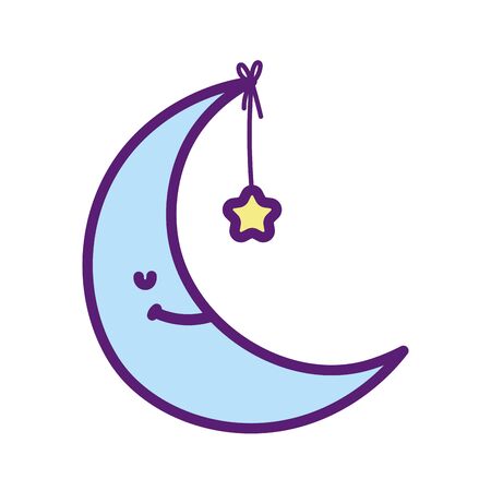 baby shower cute half moon hanging star vector illustrationのイラスト素材