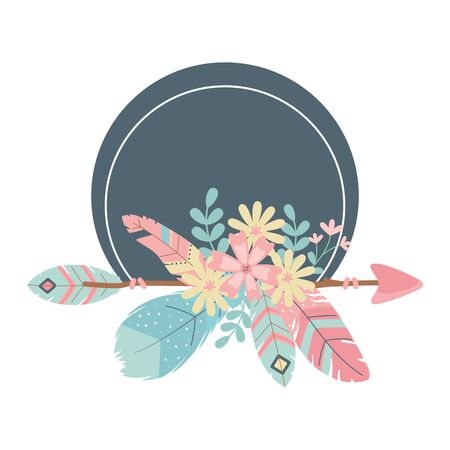 Boho arrow design, Bohemic decoration vintage fashion abstract art and ornament theme Vector illustrationのイラスト素材