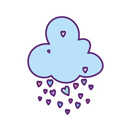 baby shower cute cloud with rain of hearts vector illustrationのイラスト素材