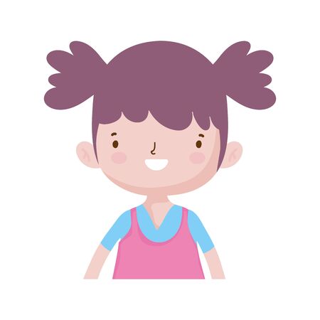 cute little girl happy cartoon character portraitのイラスト素材