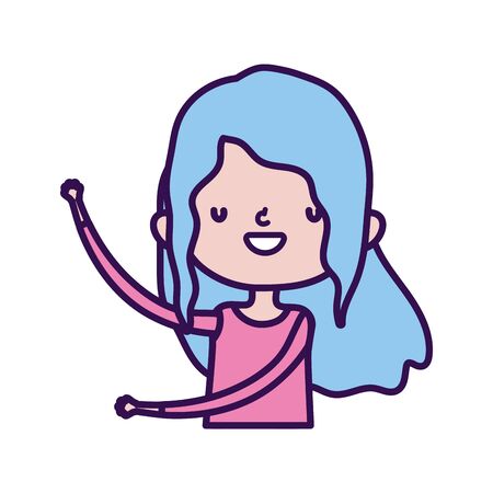 cute little girl happy cartoon character portrait vector illustrationのイラスト素材