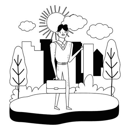 Businessman with suitcase design, Man business management corporate job occupation and worker theme Vector illustrationのイラスト素材