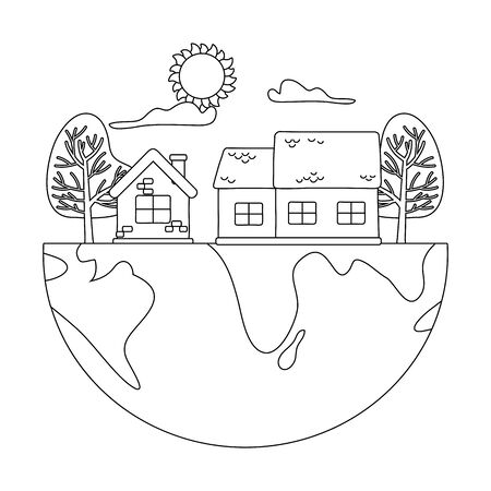 World and icon set design, Eco city save planet think green and recycle theme Vector illustrationのイラスト素材