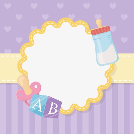 baby shower card with milk bottle vector illustration designのイラスト素材