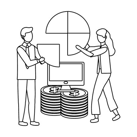 Businessman and businesswoman design, Man woman business management corporate job occupation and worker theme Vector illustrationのイラスト素材