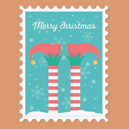 leprechaun legs celebration happy christmas stamp vector illustrationのイラスト素材