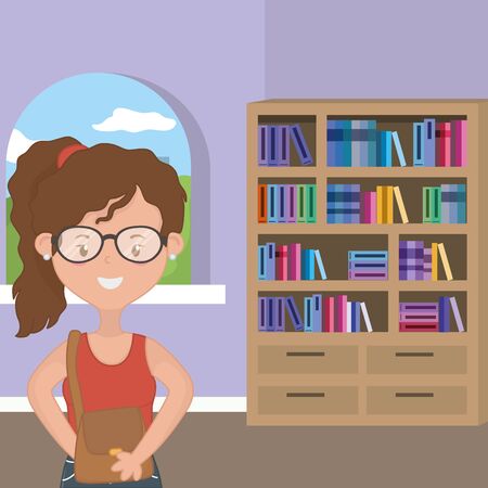 Girl cartoon design, School education learning knowledge study and class theme Vector illustrationのイラスト素材
