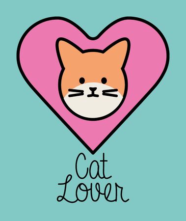 cute cat mascot adorable head in heart character vector illustration designのイラスト素材