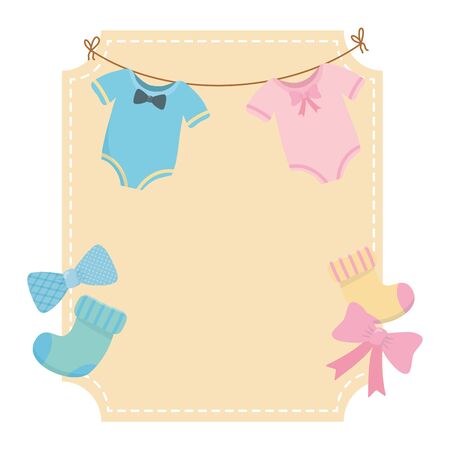 Baby shower icon set design, Invitation party card decoration love celebration arrival and born theme Vector illustrationのイラスト素材