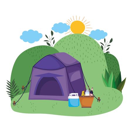 Tent design, Camping forest adventure lifestyle summer travel and outdoor theme Vector illustrationのイラスト素材