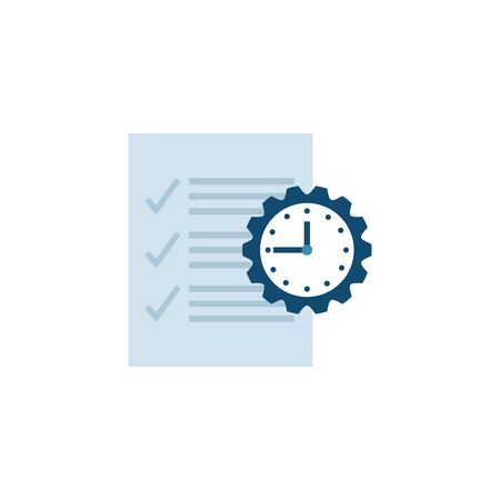 document with clock in gear shape flat style vector illustration designのイラスト素材