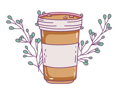 Iced coffee glass design, Drink breakfast beverage bakery restaurant and shop theme Vector illustrationのイラスト素材