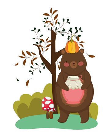 Bear cartoon design, Animal cute zoo life nature and fauna theme Vector illustrationのイラスト素材