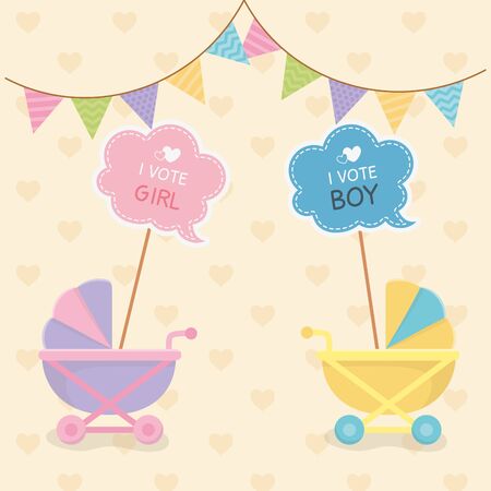 baby shower card with carts vector illustration designのイラスト素材