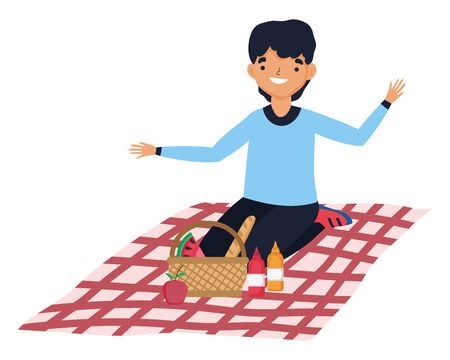 Man cartoon having picnic designのイラスト素材
