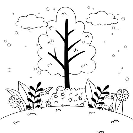 Tree design, Nature plant summer season environment natural and abstract theme Vector illustrationのイラスト素材
