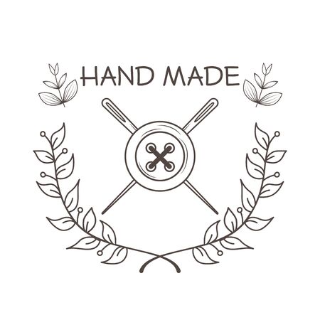 hand made sewing frame with button and needles vector illustration designのイラスト素材