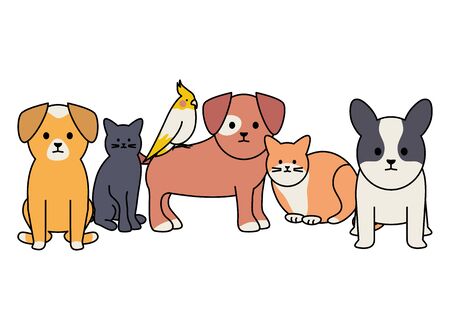 cute group of mascots adorables characters vector illustration designのイラスト素材