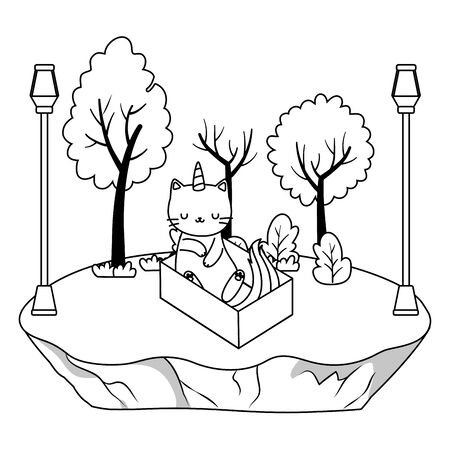 Unicorn cat cartoon vector designのイラスト素材