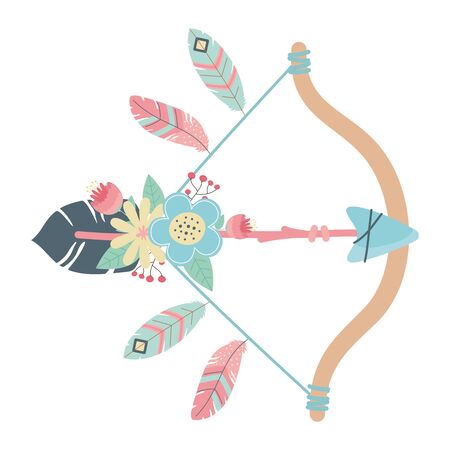 Boho arrow and bow design, Bohemic decoration vintage fashion abstract art and ornament theme Vector illustrationのイラスト素材