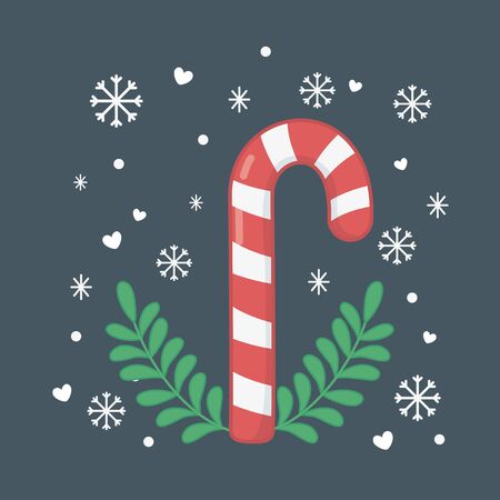happy merry christmas card with sweet canes vector illustration designのイラスト素材