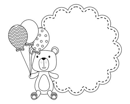 Teddy bear cartoon with balloons designのイラスト素材