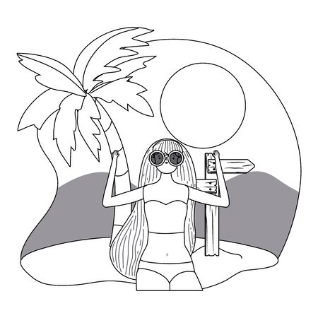 Girl with summer swimwear designのイラスト素材