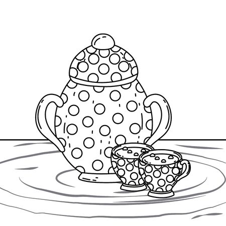 Isolated sugar bowl and coffee cup designのイラスト素材