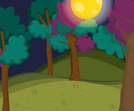 forest happy halloween sceneのイラスト素材