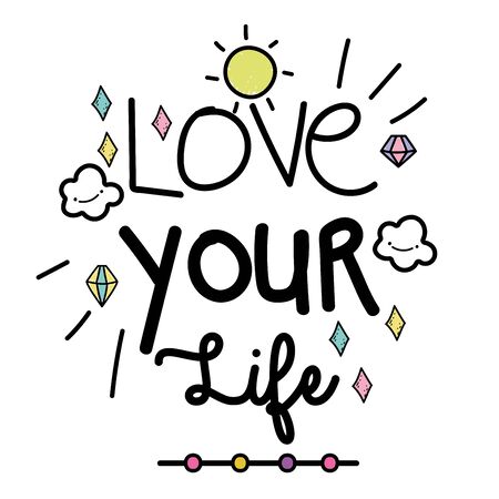 handwritten messages white background design love you life vector illustrationのイラスト素材