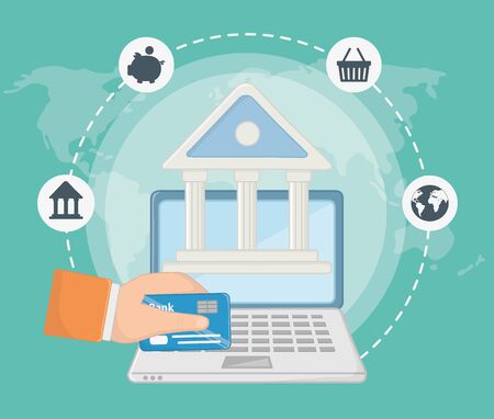 Payment online icon set design, Ecommerce shopping internet retail web and buy theme Vector illustrationのイラスト素材