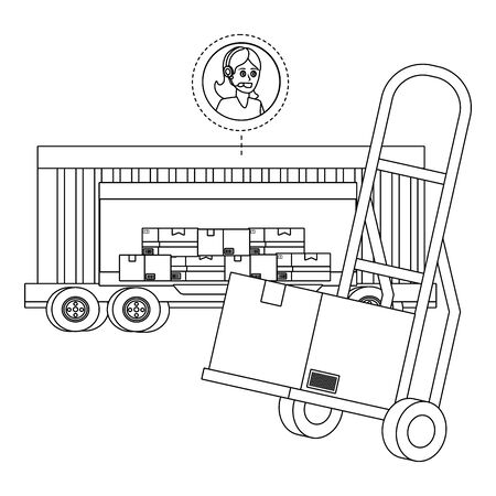 customer support logistics service cartoonのイラスト素材