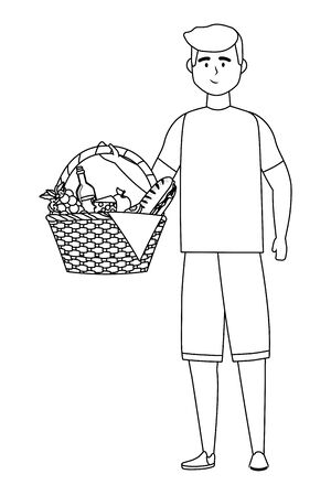 Man cartoon having picnic designのイラスト素材