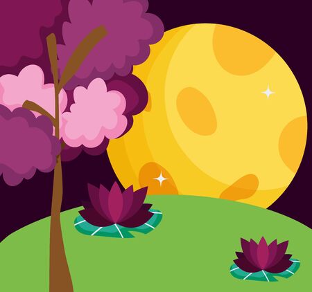 Moon design, Night bedtime sky space moonlight nature and space theme Vector illustrationのイラスト素材