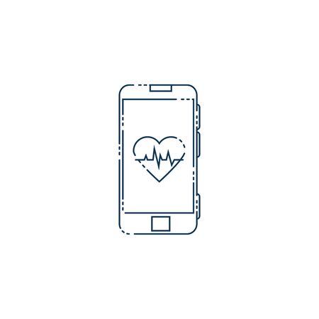 smartphone,with heart cardio flat style icon vector illustration designのイラスト素材