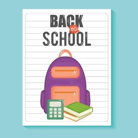 notebook sheet with back to school and set icons vector illustration designのイラスト素材