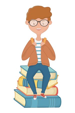 Boy cartoon of school designのイラスト素材