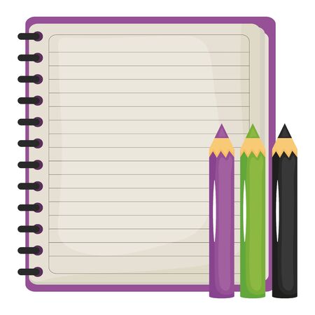 notebook school supply with colors pencilsのイラスト素材