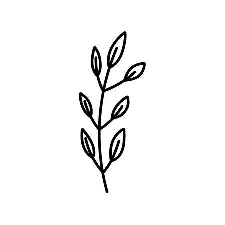 branch foliage leaves organic decoration icon vector illustration thick lineのイラスト素材