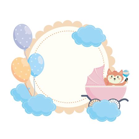 Baby shower symbol design, Invitation party card decoration love celebration arrival and born theme Vector illustrationのイラスト素材