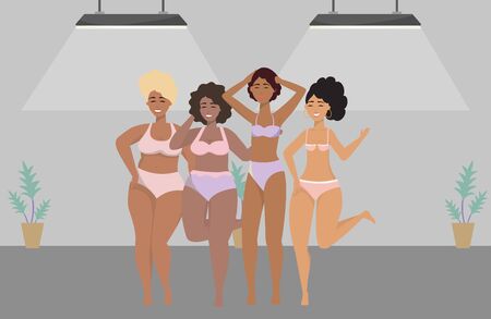 Avatars of a fashion women in underwear design, Girl female person human and beauty theme Vector illustrationのイラスト素材