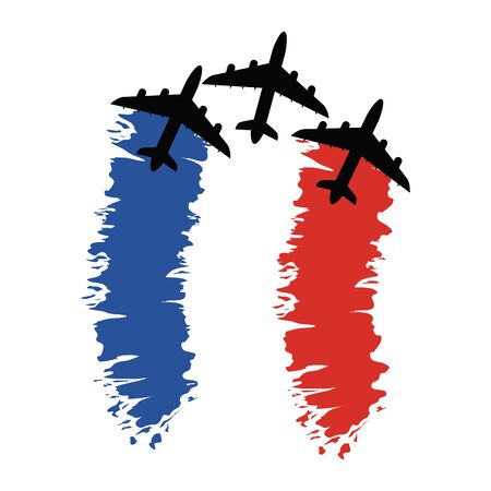 France flag and airplane designのイラスト素材